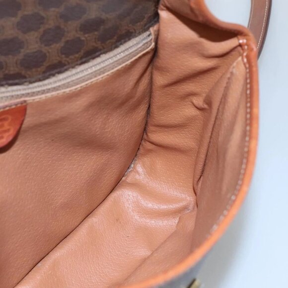 CELINE Macadam Canvas Circle Shoulder Bag PVC Leather Brown Gold Auth EC528 - Picture 14 of 16